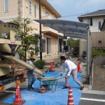 舗装の土間打ち一輪車押し